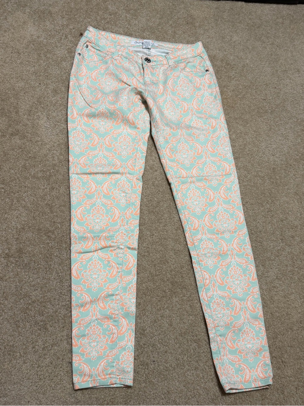 Celebrity Pink Mint & Peach Printed Skinny Jeans